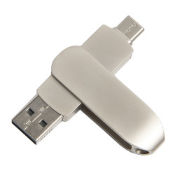 USB flash-карта CIRCLE OTG Type-C (32Гб), серебристая, 6,5х1,5х0,82 см, металл